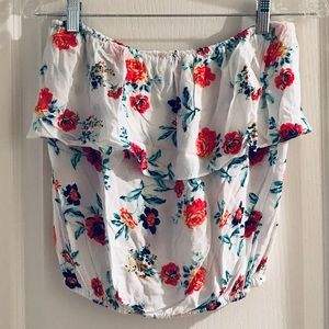 White And Floral Tube Top